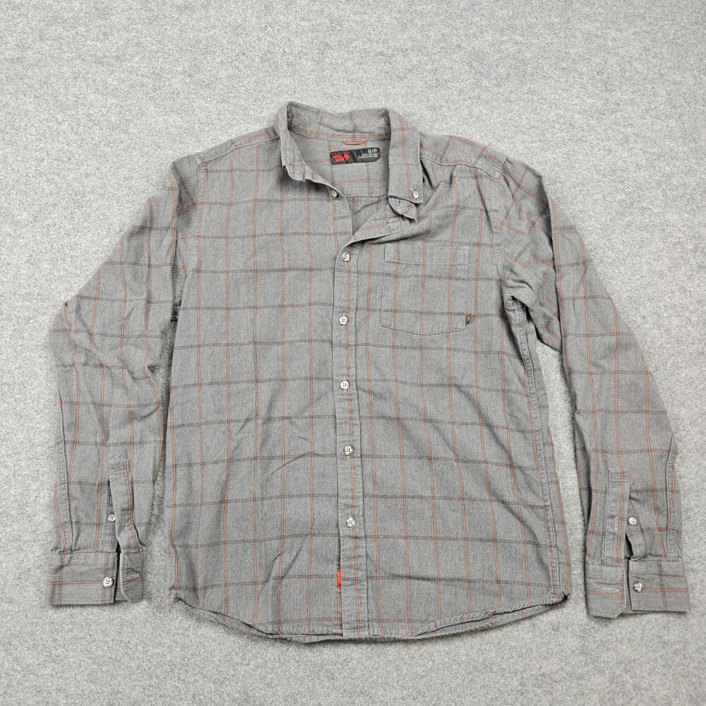 Mountain Hardwear Shirt Mens Small Gray Plaid 100% Cotton Long Sleeve Button-Up